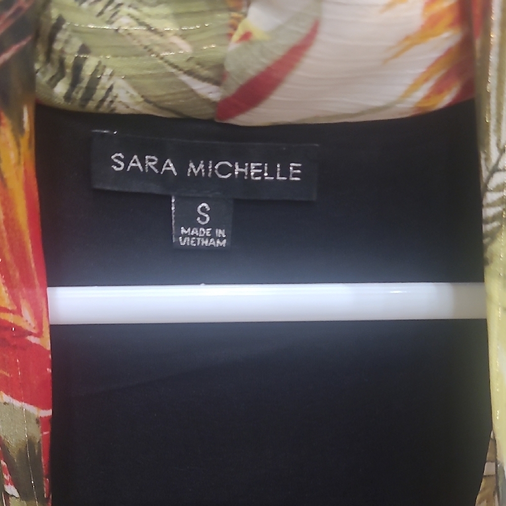 Sara Michelle Sheer Cardigan with Leaf Print - Picture 2 of 3